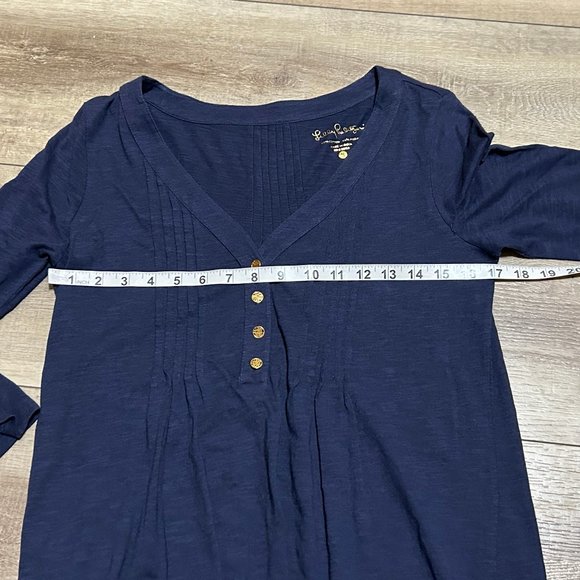 Lilly Pulitzer Navy Blue 3/4" Sleeve Cotton/Modal Dress Size Small ~EUC - Picture 7 of 12